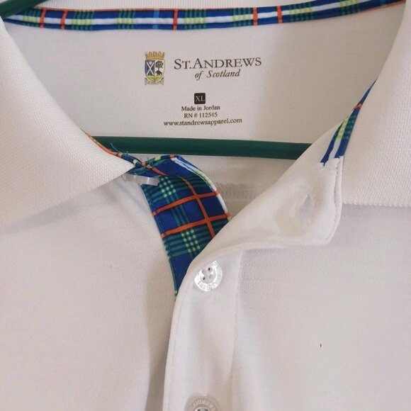 St. Andrews Scotland Men’s Golf Shirt XL White Polo - Picture 3 of 5